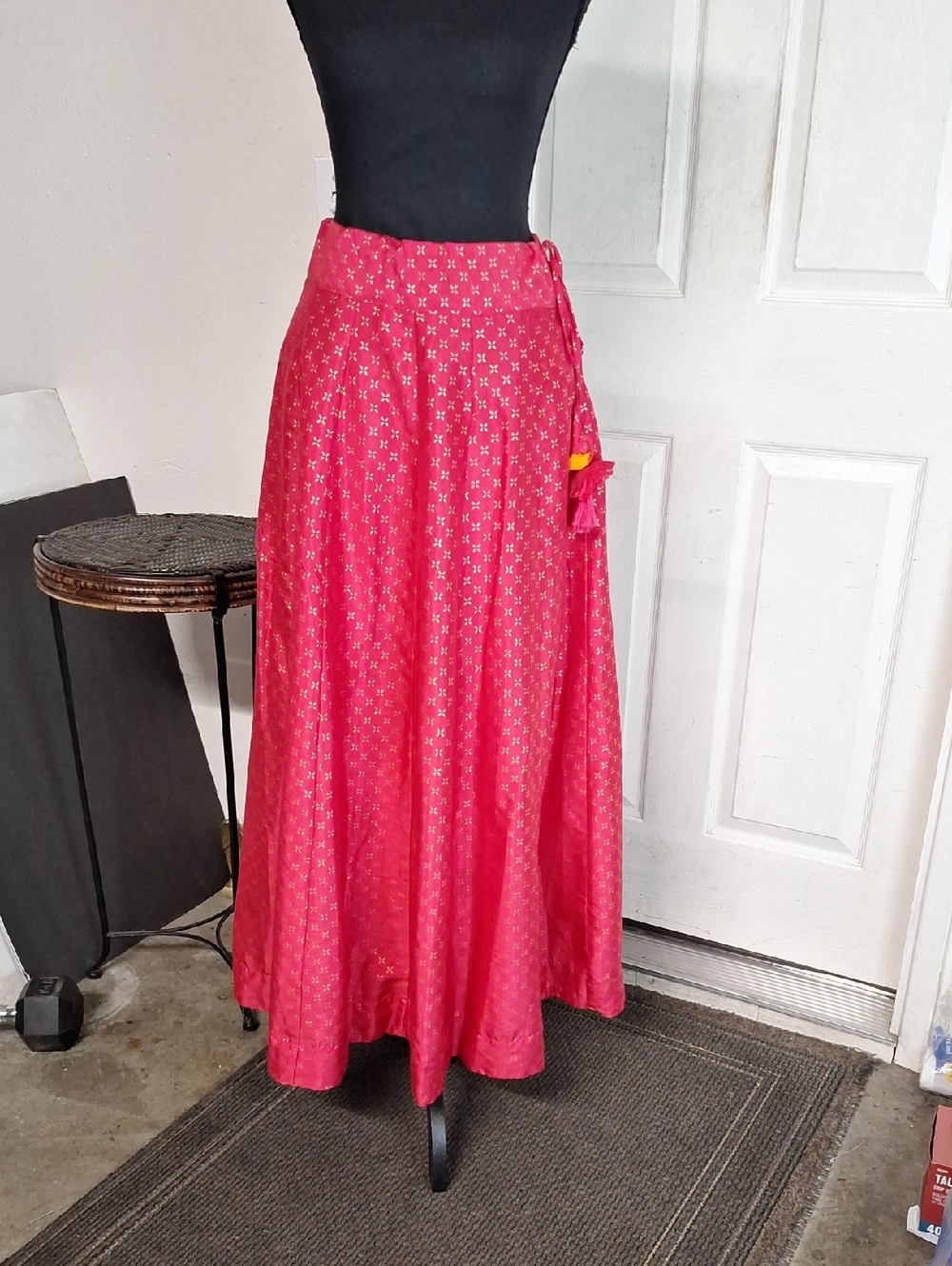 Janasya Women's Festive Flowy Tiered Maxi Skirt Size Small